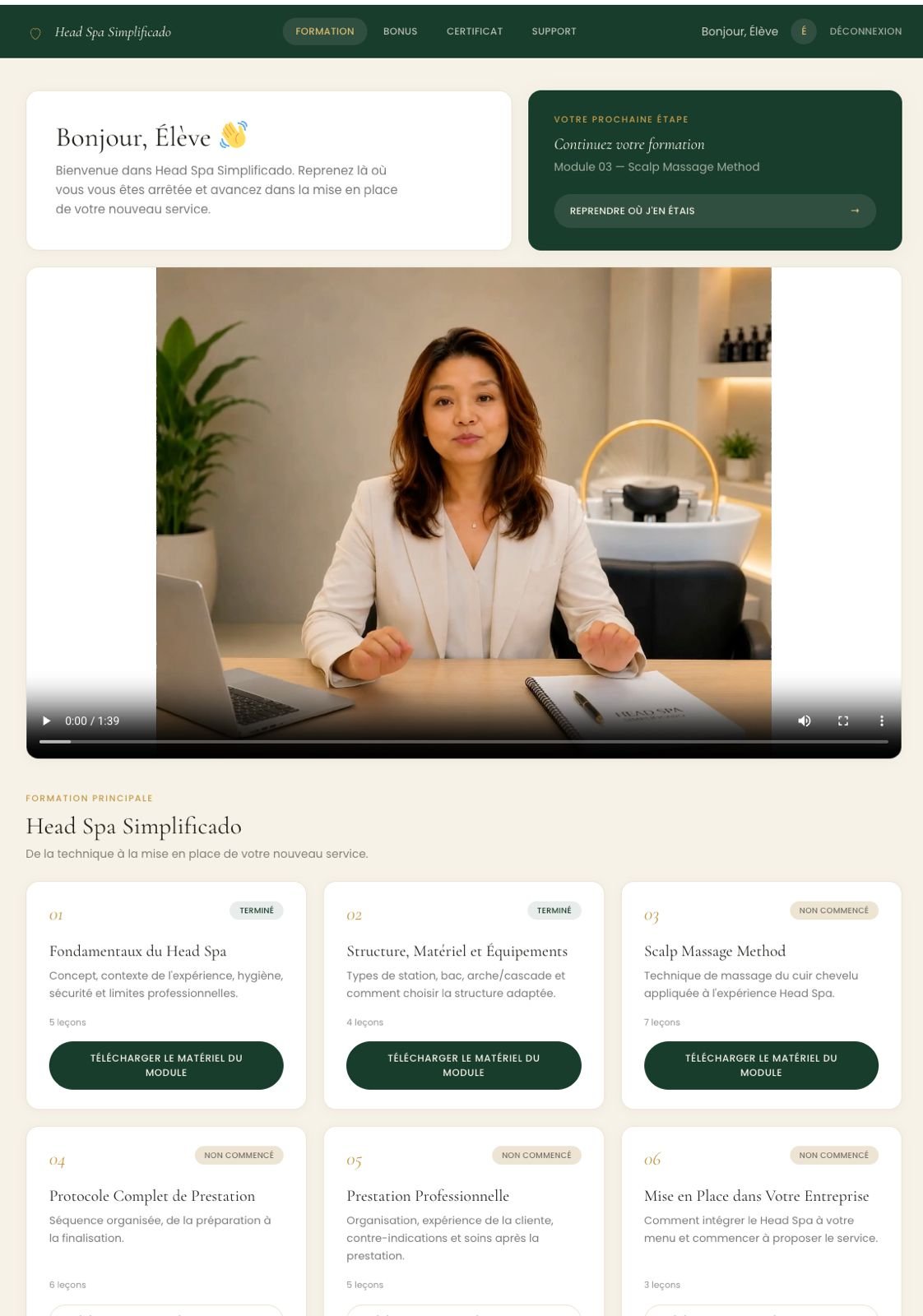 Application Head Spa Simplifié